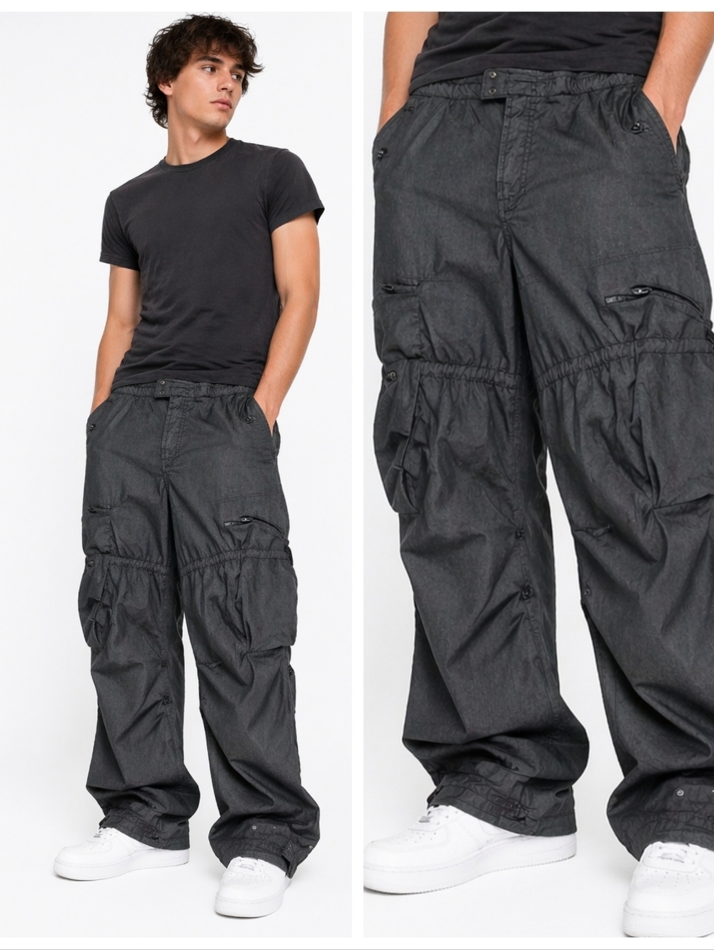 *rare* Marithe + Grancois Girbaud Avant-garde Cargo Utility Men's 32 Gray Pants
